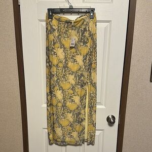 Yellow Maxi free peopel Pencil Skirt with Slit